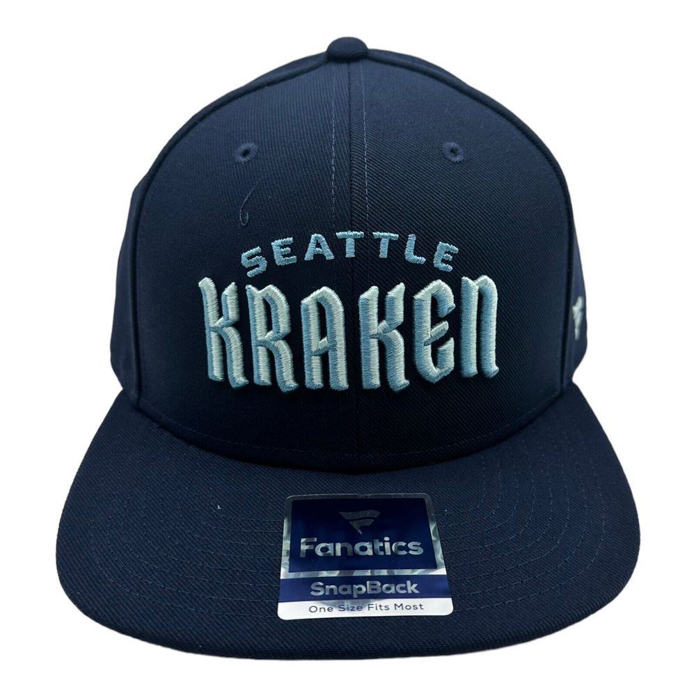 Men's Fanatics Branded Deep Blue Seattle Kraken Wordmark Logo Snapback Hat OSFA